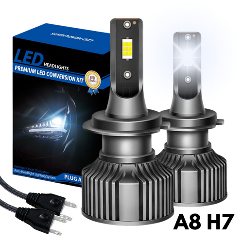 Żarówki LED A8 - H7 HOMOLOGACJA ( 9-16V / 6300K Białe / 50W / 12'000 LM ) 2 sztuki