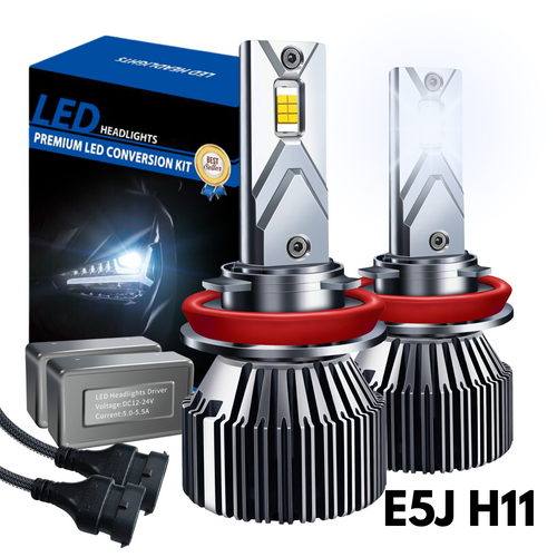 Żarówki LED E5J - H11 CANBUS HOMOLOGACJA ( 9-16V / 6200K Białe / 60W / 12'000 LM ) 2 sztuki