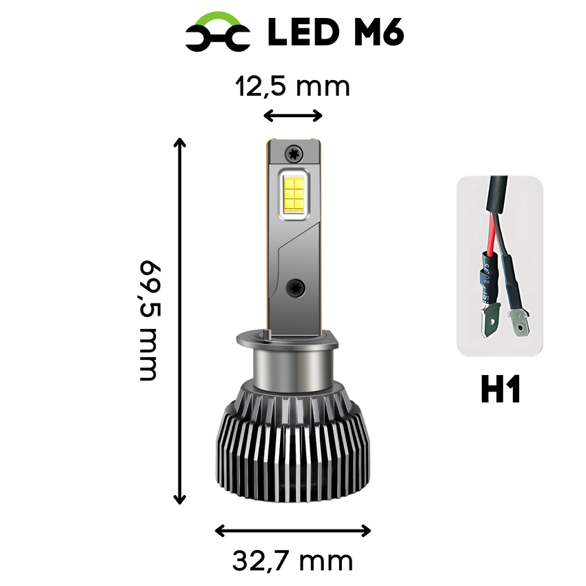 Żarówki LED M6 - H1 CANBUS HOMOLOGACJA ( 9-68V / 6800K Białe / 130W / 26'000 LM ) 2 sztuki