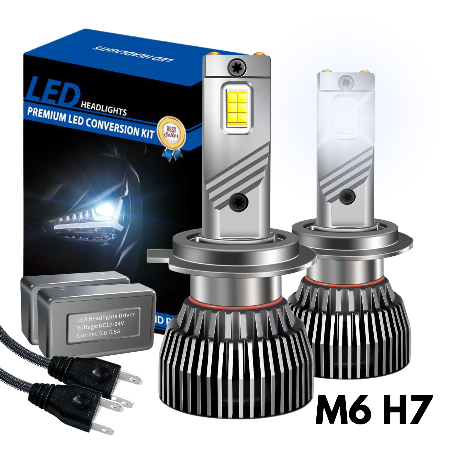 Żarówki LED M6 - H7 CANBUS HOMOLOGACJA ( 9-68V / 6800K Białe / 130W ...
