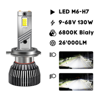 Żarówki LED M6 - H7 CANBUS HOMOLOGACJA ( 9-68V / 6800K Białe / 130W / 26'000 LM ) 2 sztuki